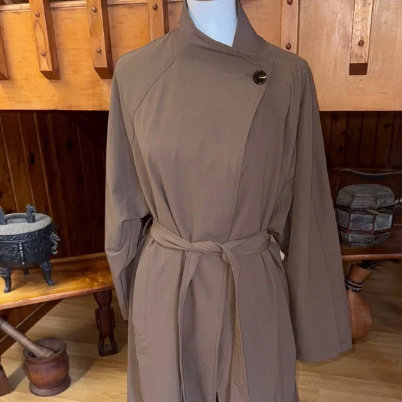 OGL NEW NWT size Medium Brown Belted Trench Coat waterproof - Picture 2 of 8